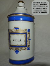 Pot à pharmacie " VIOLA " (porcelaine de COULEUVRE, très bon état)