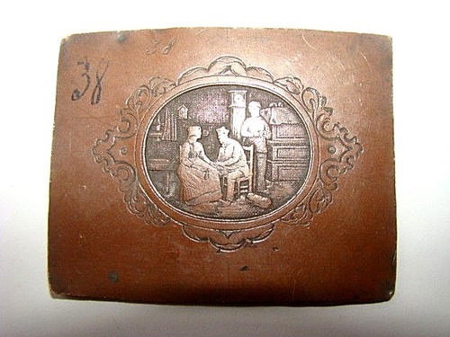 Plaque cuivre gravée - cuivre,