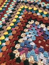 Vintage Small Crochet Afghan Multicolor Baby Blanket Handmade Boho 24” X 35”