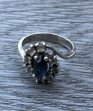 bague ancienne - argent massif et Pierre Bleue
