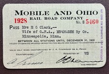 RAILROAD PASS Mobile & Ohio