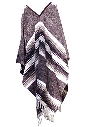 Western poncho blue brown - western,
