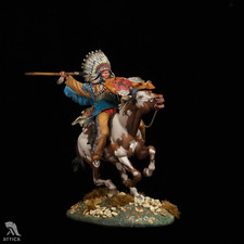 Soldat miniature peint Sioux Warrior à cheval 1:24 75 mm prévente | Art
