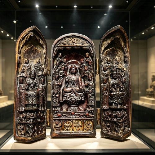 Statue bouddha triptyque - statue,