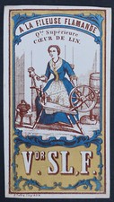 Ancienne étiquette FIL A  LA SILEUSE FLAMANDE Vor SL,F.  thread label 24