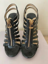 $1,400 Jimmy Choo Glenys Platform Elaphe Sandal Snake 37.5 Green and Gold