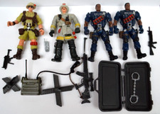 LOT 4 FIGURINES police pompier articulé AVEC ARMES sac NO GI JOE FIGURE JOUET