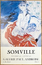 ROGER SOMVILLE ORIGINAL ART POSTER EXHIBITION GALERIE PAUL AMBROISE 1980 VINTAGE