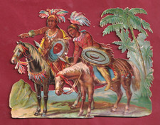 Very Rare Chromo Cutouts Beautiful Indian Horse Trackers In The 18th Century.