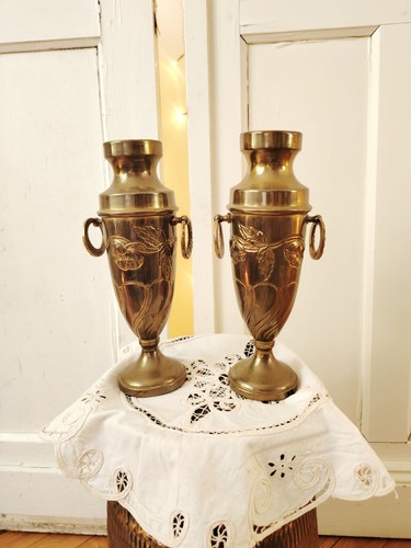 Paire vases dorés en - de,