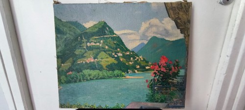 Peinture lac montagne 1918
