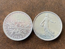 Pièce de monnaie coin money FRANCE 5 Francs semeuse ARGENT SILVER 1969 SPLENDIDE