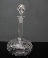 Antique Crystal Fern Leaf Decor Decanter Decanter