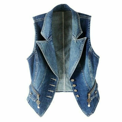 Women denim waistcoat gilet - women,