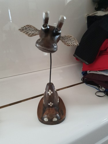 Statuette girafe bois - statuette,