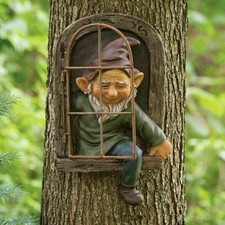 Statue de jardin Elf Out The Door - Figurine de nain en résine à suspendre - ...