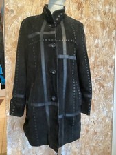 Manteau Graphique En Daim Noir