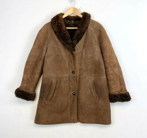 Manteau long vintage - -, cuir