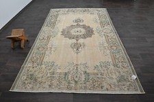 Oushak Turkish Vintage Rug 6x10 Kilim Rug Anatolian Handmade Boho Decor BEIGE