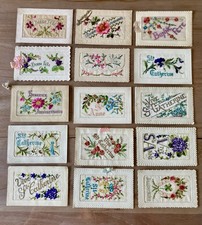 Cartes  postales anciennes brodées St Catherine X 15