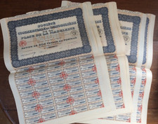 Lot de 10 actions anciennes Société ... de la Place de la madeleine Paris - 1927