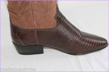 VINTAGE Bottes Santiags Tout Cuir Marron T 35 TBE