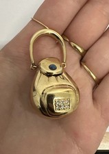 Broche Mini Sac À Main Ouvrable Dorée Stass Bleu Bijoux Fantaisie