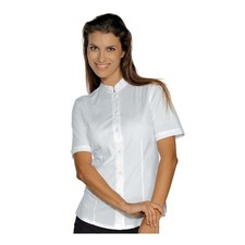 Blouse Serveuse Hollywood Stretch Blanche Manches Courtes - ISACCO - Restaurant