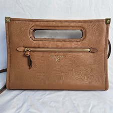 Michael Kors Jane Large Brown Pebbled Leather Clutch Crossbody NWOT