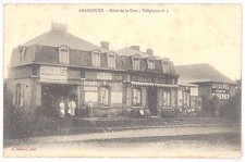 Old postcard 60 - ABANCOURT (Oise) - HOTEL DE LA GARE - telephone n°3 (small animation)