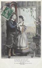CP SERIES SOUVENIR COUPLE COSTUME IN FRONT OF COMTOISE CLOCK WINDOW - 46494