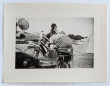 Man DIY Motorcycle Bike Moped - Vintage Photo Snapshot