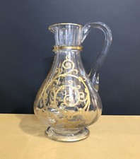 crystal pitcher / pourer SAINT LOUIS model CLUNY gold engraving 23 cm