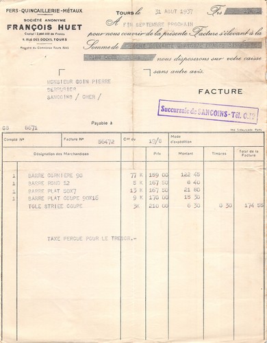 1937 fers quincaillerie - 1937,