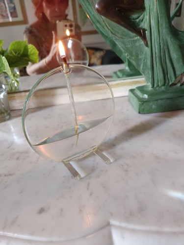Lampe huile galet verre - huile,