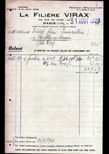 PARIS (XVII°) THREADS / TOOLS TOOLING ""VIRAX FILIER"" invoice in 1928