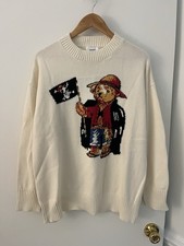 Caedes London One Piece Polo Bear Knit Sweater Mens L Large Cream Straw Hat