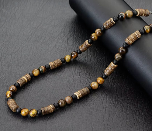 Collier homme perles - perles, oeil