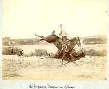 France, Le brigadier Tuyaa sur Echasse vintage albumen print. Cheva Dressage