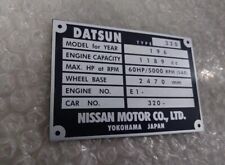 Aluminum Data Plate Number Fit For Datsun 1963 - 1969 Blank