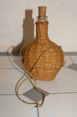 Flacon verre tressage rotin - verre,