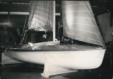 1954 Press Photo Fast Moving Sailboat "Caneton 505" Displayed Chemistry Expo