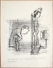 Paul COLIN Dessin original Humour politique vers 1945 médecin Marianne
