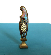old seal / wax stamp bronze and partitioned enamels desk enamel