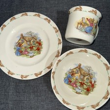 BUNNYKINS by Royal DOULTON Infant Nursery 3 PIECE SET Mug Plate Bowl Vintage