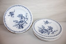 6 Gien earthenware dessert plates, blue thistle decor, diameter 21.6 cm