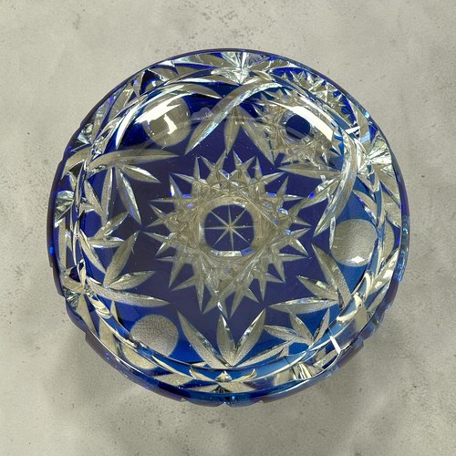 Cendrier cristal bleu taillé - cristal,