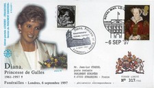 PE348SP1-6 FDC ROYAUME-UNI "Funérailles Lady DIANA, Princesse de Galles" 1997