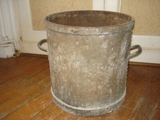 grosse bassine cuve ancienne en zinc cerclée et rivetée,13kl,vintage -