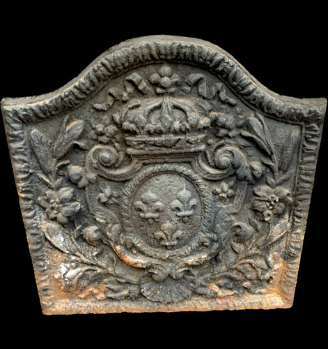 Plaque cheminée décor blason - plaque,